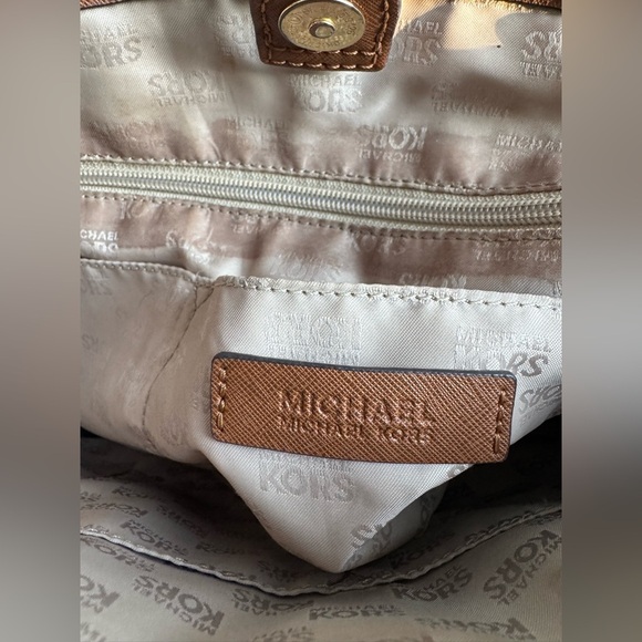 Michael Kors Signature Brown Tote with Gold Accents - Picture 5 of 7